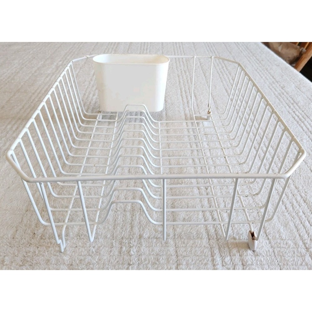 Vintage White Rubbermaid Dish Drainer Drying Rack Coated Wire 12.5"x14"